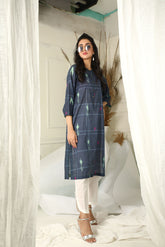 DC-0277 BLUE EMBROIDERED KURTA